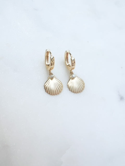Shell Charm earrings in Gold