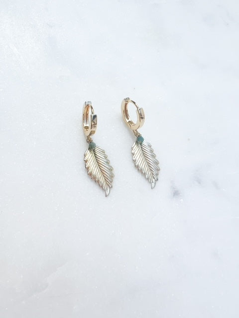 Leaf Charm earrings in Gold