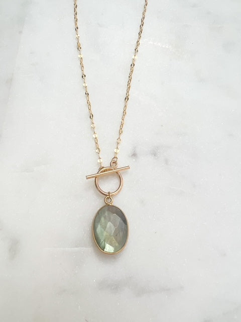 Labradorite Toggle Necklace in Gold