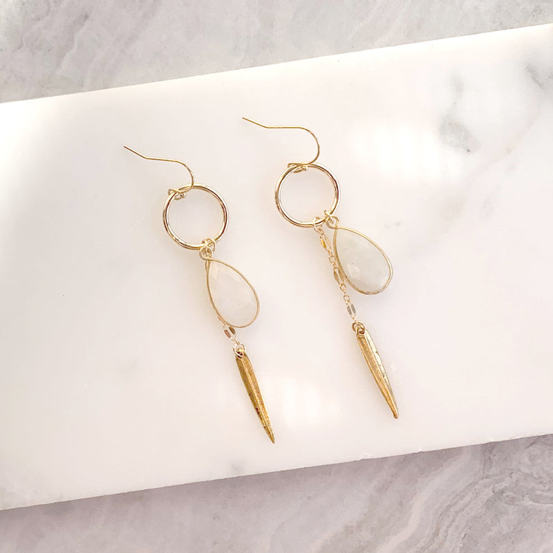 Teardrop Spike Earrings with Moonstone