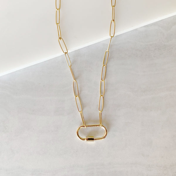 Link Chain Screw Clasp Necklace in Gold