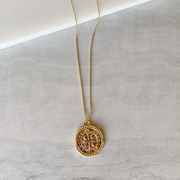 Roman Coin Medallion Necklace in Gold