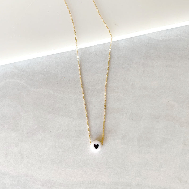 Acrylic Heart Necklace in Gold