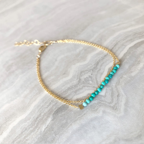 Dainty Healing Turquoise Bracelet in Gold