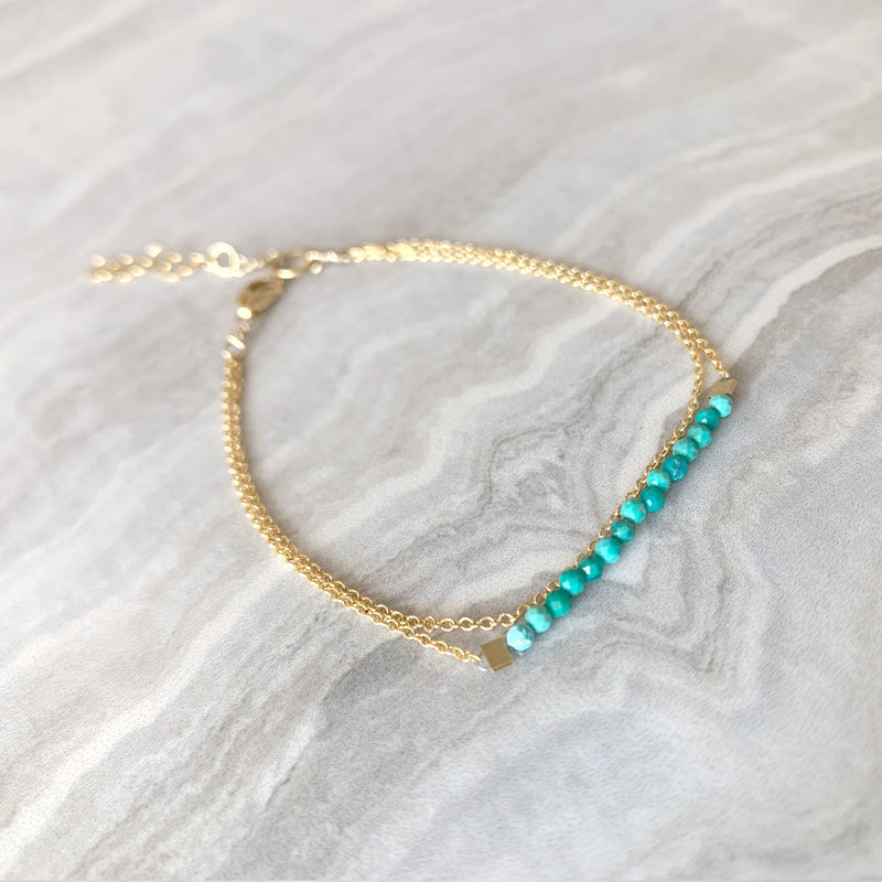 Dainty Healing Turquoise Bracelet in Gold