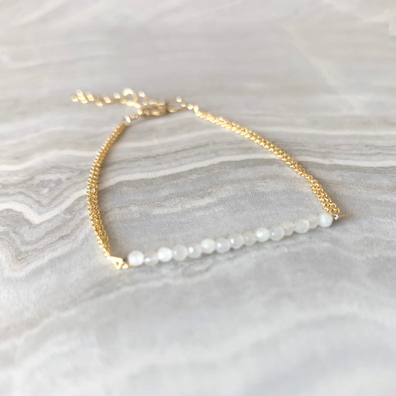 Dainty Healing Moonstone Bracelet in Gold