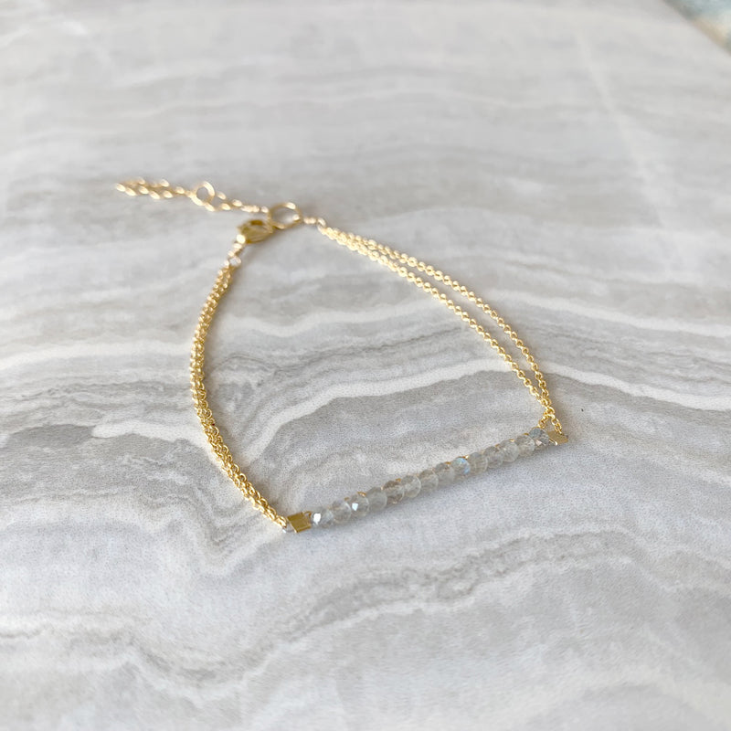 Dainty Healing Labradorite Bracelet in Gold